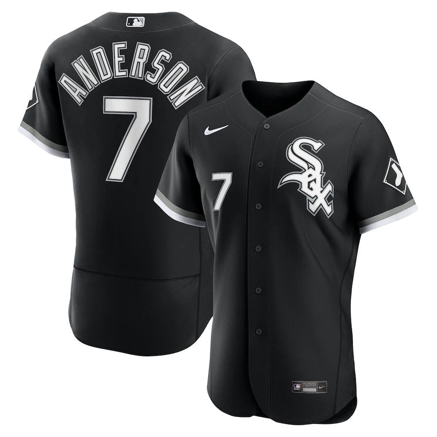 Men Chicago White Sox 7 Tim Anderson Nike Black Alternate Authentic Player MLB Jersey